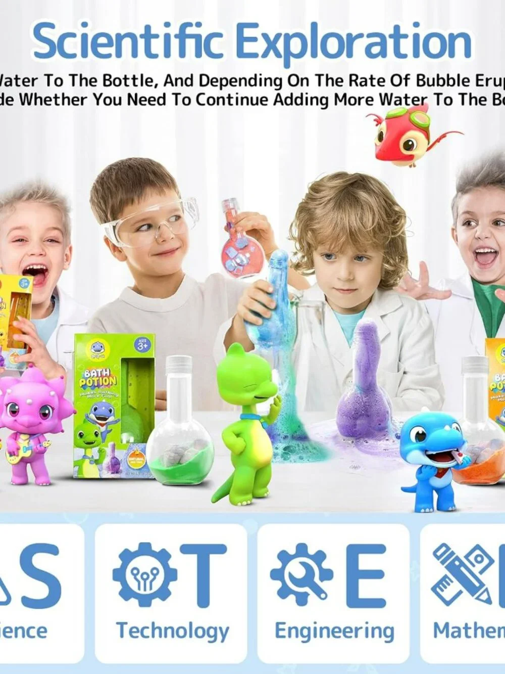 NEW 6 Pack Bath Toys Kids Bath Bomb Potion, Scientific Soap Magical Fizzes